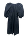 Staud Size XS Black Cotton Blend Short Balloon Sleeve Button Up Dress Black / XS