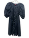 Staud Size XS Black Cotton Blend Short Balloon Sleeve Button Up Dress Black / XS