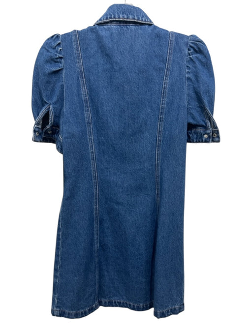 BlankNYC Size S Med Wash Cotton Denim Short Sleeve Snap Up Paneled Dress Med Wash / S