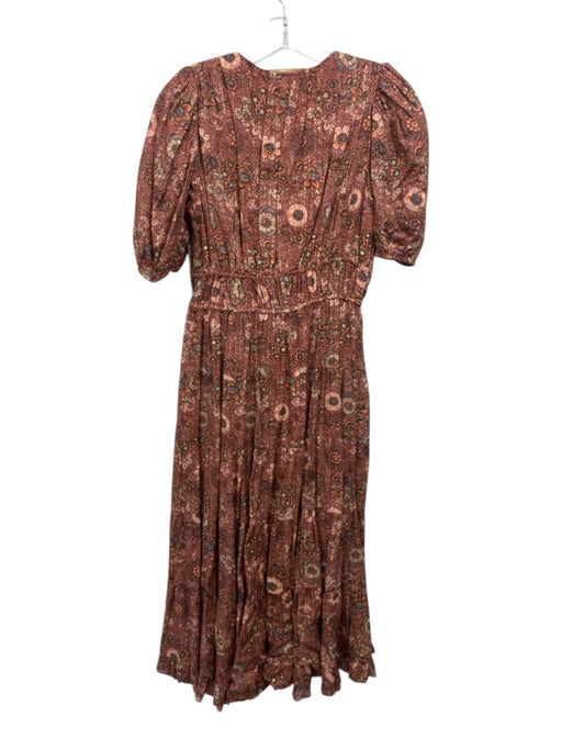 Ulla Johnson Size 2 Brown, Green & Cream Cotton & Viscose Floral Midi Dress Brown, Green & Cream / 2