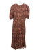 Ulla Johnson Size 2 Brown, Green & Cream Cotton & Viscose Floral Midi Dress Brown, Green & Cream / 2