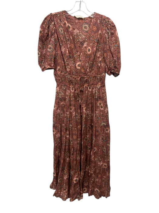 Ulla Johnson Size 2 Brown, Green & Cream Cotton & Viscose Floral Midi Dress Brown, Green & Cream / 2