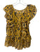 Ulla Johnson Size 2 Yellow, Black & Pink Silk & Cotton Ruffle Cap Sleeve Top Yellow, Black & Pink / 2