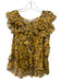 Ulla Johnson Size 2 Yellow, Black & Pink Silk & Cotton Ruffle Cap Sleeve Top Yellow, Black & Pink / 2