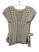 Mango Size Small Beige Cotton Open Knit Ruffle Cap Sleeve Side Ties Sweater Beige / Small