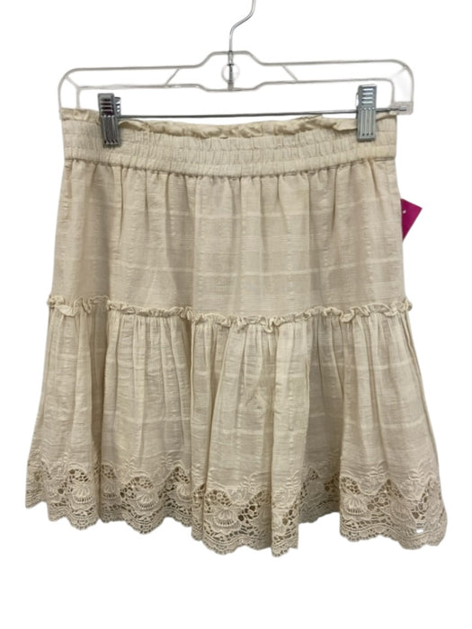Sea New York Size 4 Cream Cotton Embroidered Eyelet V Neck Skirt Set Cream / 4