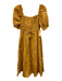 O.P.T. Size M Marigold Yellow Cotton Short Puff Sleeve Square Neck Dress Marigold Yellow / M