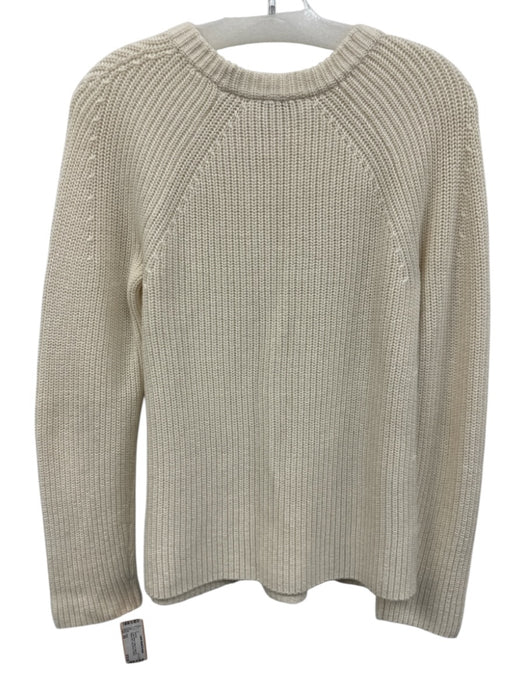 Vince Size XS Cream White Cotton & Cashmere Ribbed Knit Long Sleeve Sweater Cream White / XS