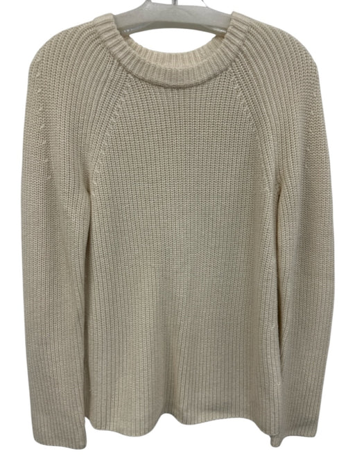 Vince Size XS Cream White Cotton & Cashmere Ribbed Knit Long Sleeve Sweater Cream White / XS