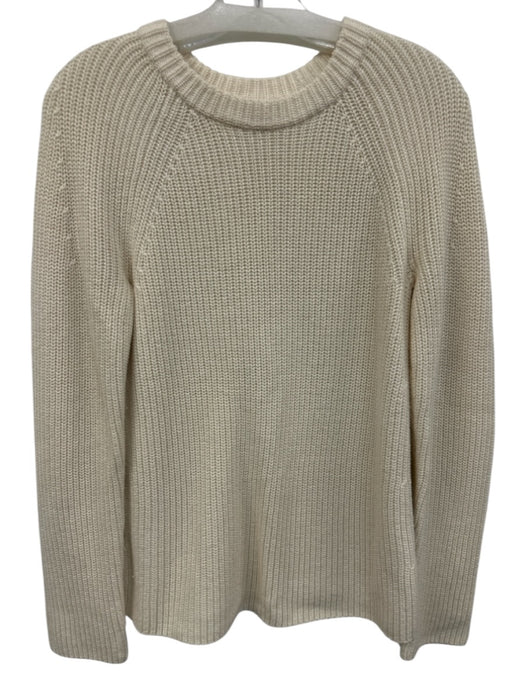 Vince Size XS Cream White Cotton & Cashmere Ribbed Knit Long Sleeve Sweater Cream White / XS