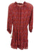 Ulla Johnson Size 2 Red Silk Floral Long Balloon Sleeve Tassel V Neck Dress Red / 2