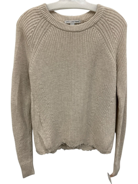 Cotton by Autumn Cashmere Size S Cream Beige Cotton Knit Ribbed Hem Sweater Cream Beige / S
