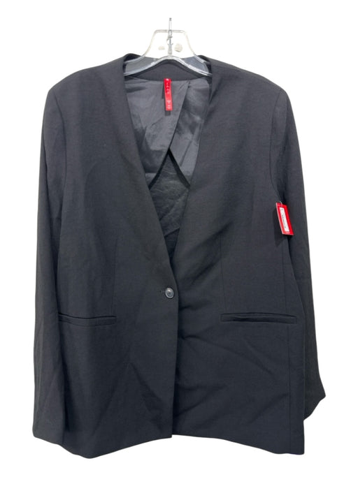 Spanx Size M Black Polyester Long Sleeve Solid Single Button Blazer Jacket Black / M