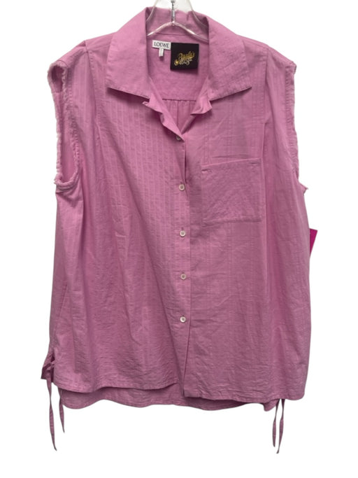 Loewe Size Est Small Pink Cotton Sleeveless Striped Button Front Top Pink / Est Small