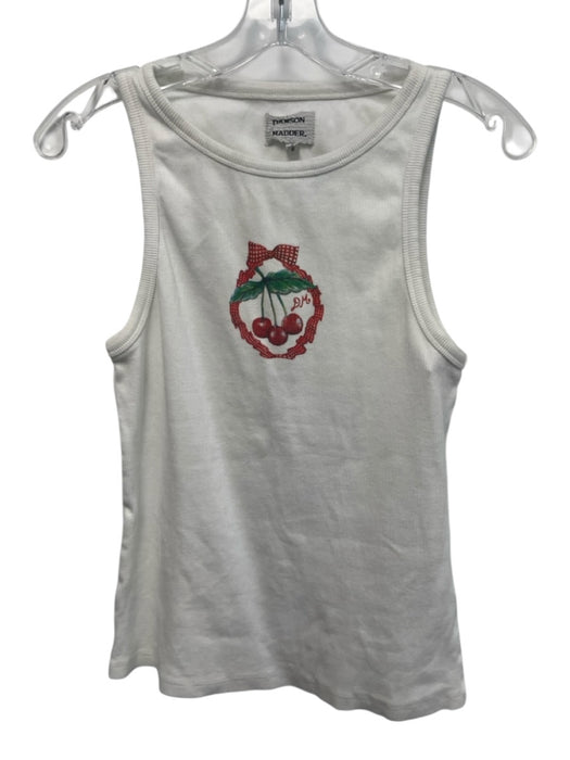 Damson Madder Size 14 White, Red, Green Cotton Blend Sleeveless Cherry Tank Top White, Red, Green / 14