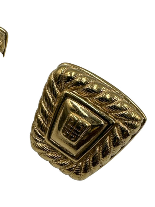 Givenchy Gold Metal Oversized Monogram Braided Detail Clip On Earrings Gold