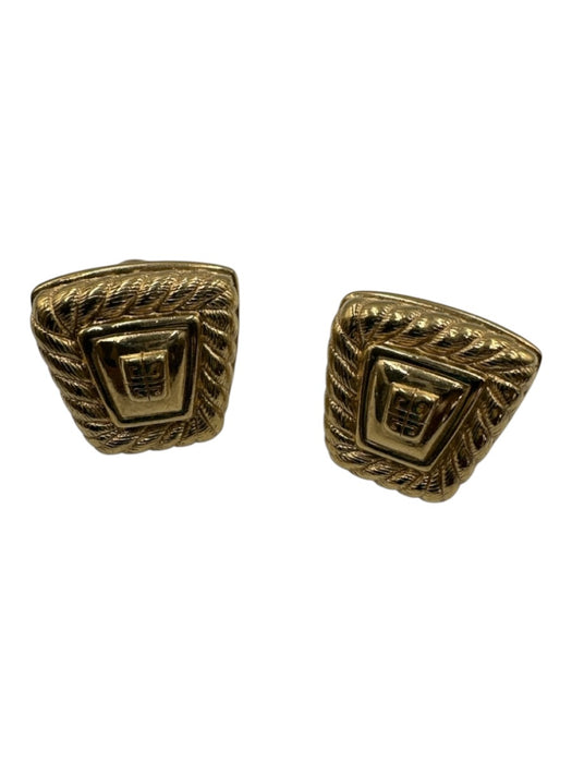Givenchy Gold Metal Oversized Monogram Braided Detail Clip On Earrings Gold