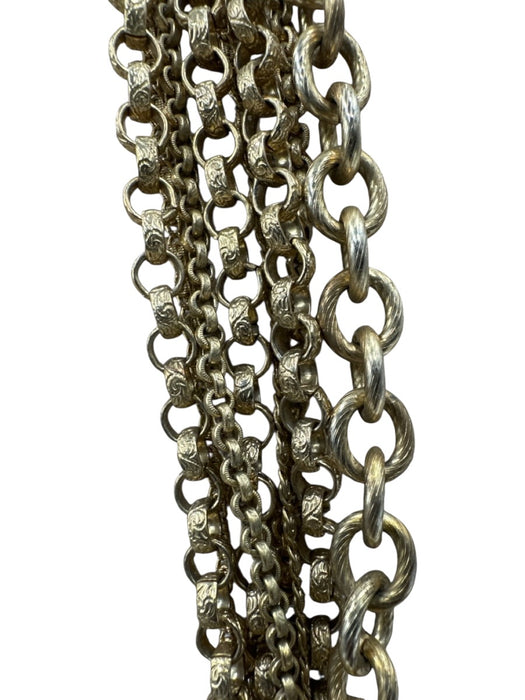 Oscar de la Renta Gold Metal Brushed Multistrand Chain Hinge Clasp Necklace Gold