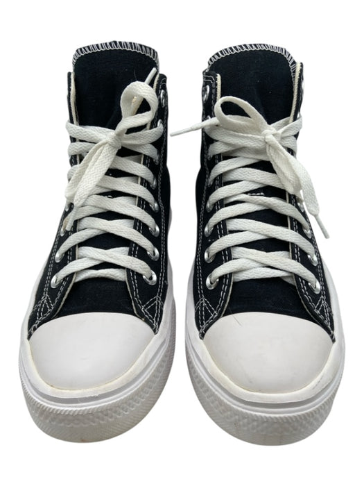 Converse Shoe Size 9 Black & White Canvas Platform lace up High Top Sneakers Black & White / 9