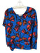 Crosby Size S Blue & Red Polyester Batwing V Neck Flowy Top Blue & Red / S