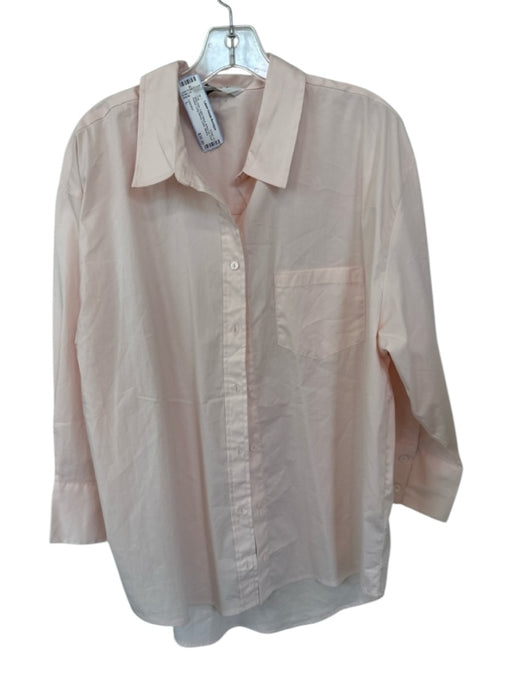 Liverpool Size L Baby Pink Cotton Blend Button Up Front Pocket Long Sleeve Top Baby Pink / L