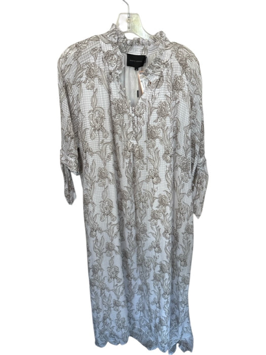 Birgitte Herskind Size 38 Purple & Cream Viscose Floral Plaid Buttons Dress Purple & Cream / 38