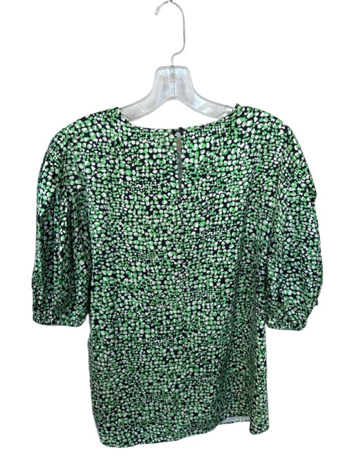 Boss Size Est S Green & Black Polyester Key Hole Back Puff 1/2 Sleeve Top Green & Black / Est S