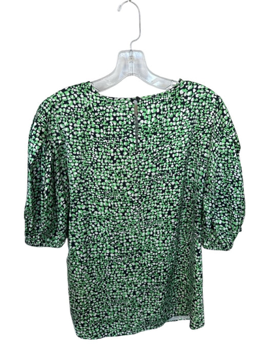 Boss Size Est S Green & Black Polyester Key Hole Back Puff 1/2 Sleeve Top Green & Black / Est S