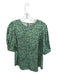 Boss Size Est S Green & Black Polyester Key Hole Back Puff 1/2 Sleeve Top Green & Black / Est S