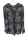 Madewell Size L Black & Grey Viscose Bandana Print Button Up Collar Top Black & Grey / L