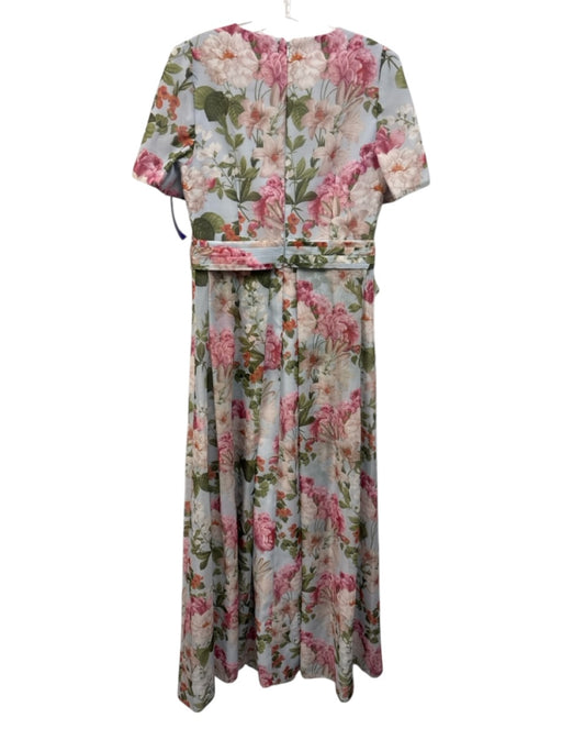 Sachin & Babi Size 8 Light Blue, Pink & Multi Polyester Short Sleeve Maxi Dress Light Blue, Pink & Multi / 8