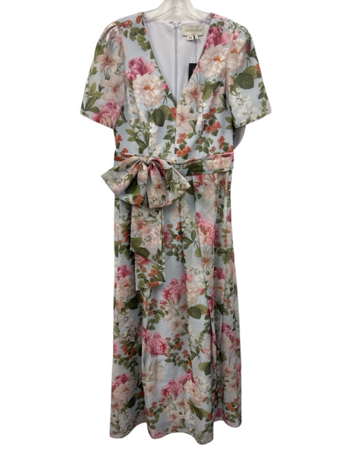 Sachin & Babi Size 8 Light Blue, Pink & Multi Polyester Short Sleeve Maxi Dress Light Blue, Pink & Multi / 8