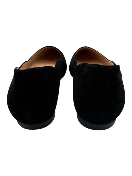 Coach Shoe Size 10 Black Suede Pointed Toe Scallop Detail Gold Logo Flats Black / 10