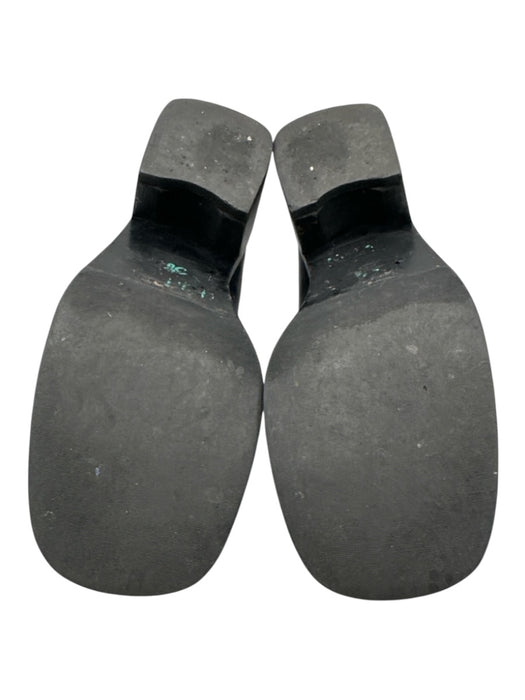 Gucci Shoe Size 6 Black & Silver Leather Square Toe Logo Loafers Black & Silver / 6