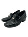Gucci Shoe Size 6 Black & Silver Leather Square Toe Logo Loafers Black & Silver / 6