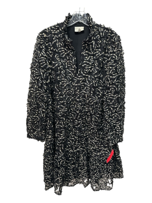 Tuckernuck Size XL Black & Gold Polyester 3D applique Abstract Knee length Dress Black & Gold / XL