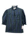 Pomander Place Size XL Navy blue & green Polyester Ruffle Trim Plaid Top Navy blue & green / XL