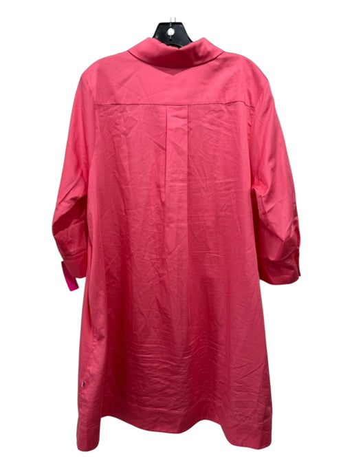 Perlavera Size XL Coral Pink Cotton 3/4 Sleeve Sheen Button Up & Collar Dress Coral Pink / XL