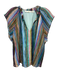 Marie Oliver Size S Blue & Multi Silk & Cotton Striped Split Neck Cap Sleeve Top Blue & Multi / S
