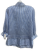 Natalija Jansone Size 42 IT White & Blue Silk Long Sleeve Striped Collar Top White & Blue / 42 IT