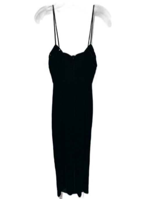 Reformation Size 6 Black Rayon & Silk Velvet Smocked Back Spaghetti Strap Dress Black / 6