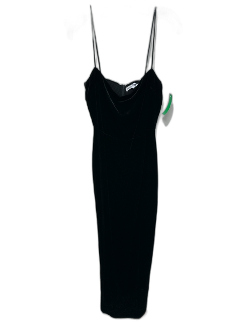 Reformation Size 6 Black Rayon & Silk Velvet Smocked Back Spaghetti Strap Dress Black / 6