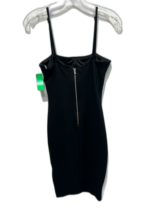 Lulus Size S Black Rayon & Nylon Adjustable Spaghetti Straps Back Zip Slit Dress Black / S