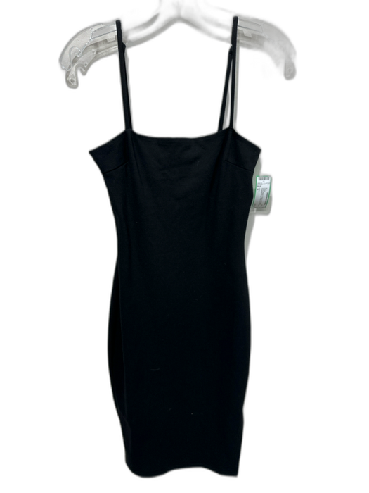 Lulus Size S Black Rayon & Nylon Adjustable Spaghetti Straps Back Zip Slit Dress Black / S