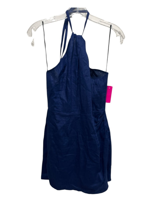 Reformation Size 10 Navy Blue Linen halter tie neck Ruched Darted Dress Navy Blue / 10