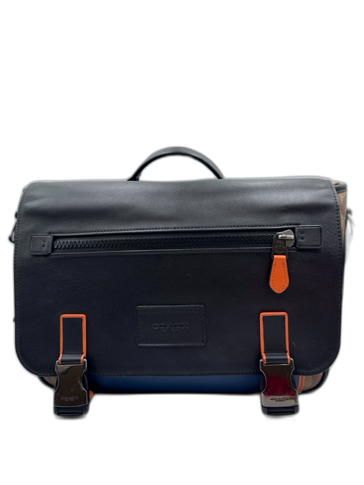 Coach Black & Blue Leather Multi Color Face Satchel Men's Bag Black & Blue