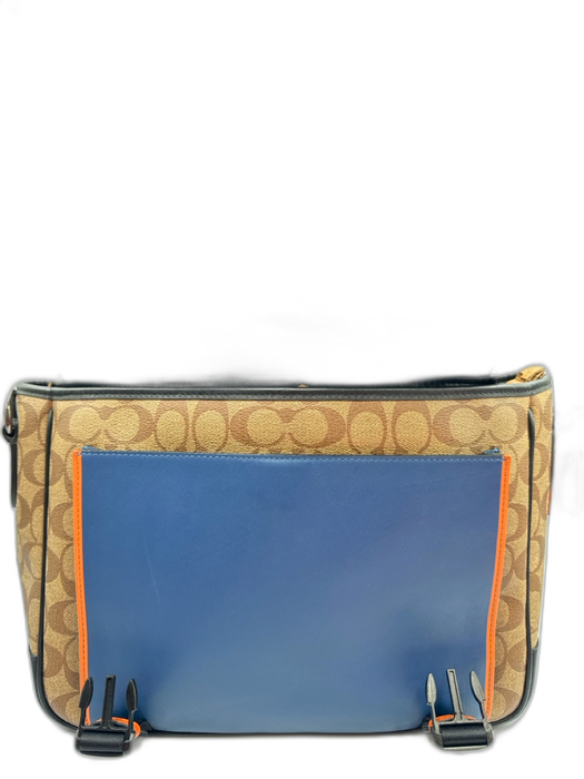 Coach Black & Blue Leather Multi Color Face Satchel Men's Bag Black & Blue