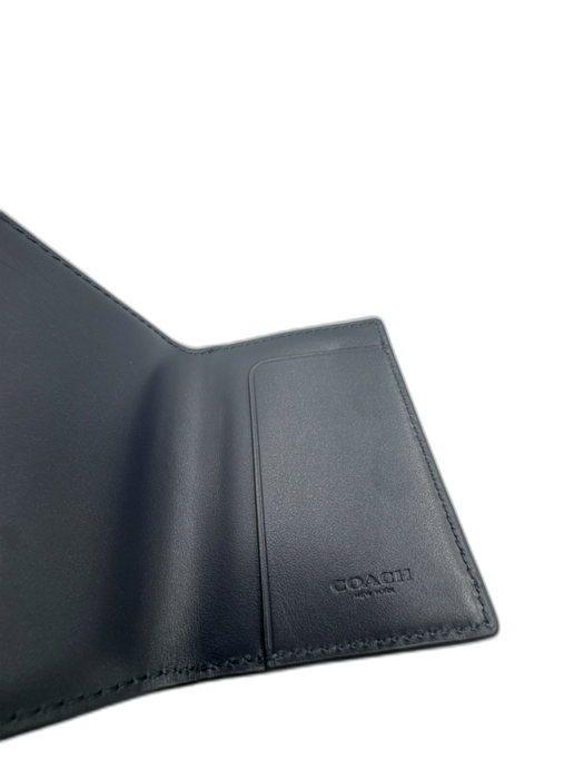 Coach Blue Leather Multi Color Face Card Holder Men's Wallet Blue