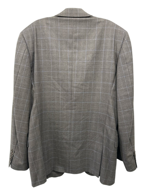 Canali Brown & Blue Wool Plaid 2 Button Men's Blazer 54