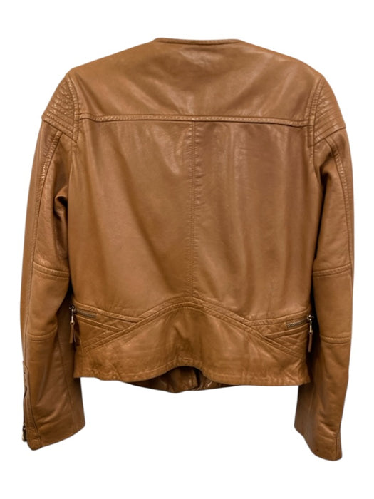 Mossimo Dutti Size M Brown Leather Long Sleeve Zip Up Moto Jacket Brown / M